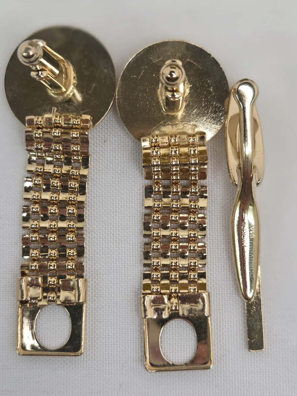 Oleg Cassini Gold-Tone Cufflink & Tie Bar Set with Genuine Jade
